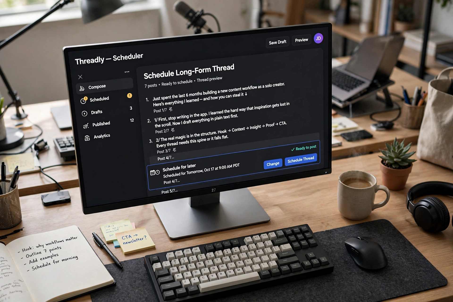how to schedule x twitter threads in advance from desktop